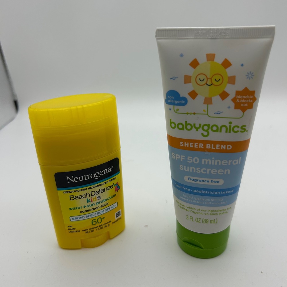 Neutrogena Beach Defense Kids SPF 60+ Stick & Babyganics SPF 50 Mineral Sunscree
